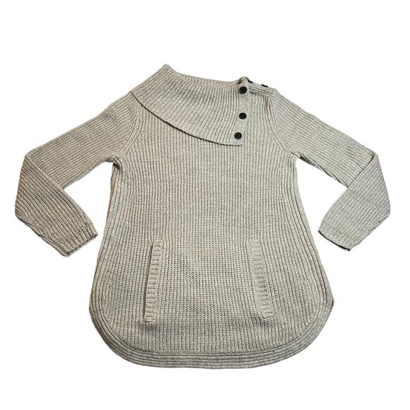 Style & Co. Button Trim Knit Sweater with Kangaroo Pocket Size Petite Medium - Picture 1 of 8